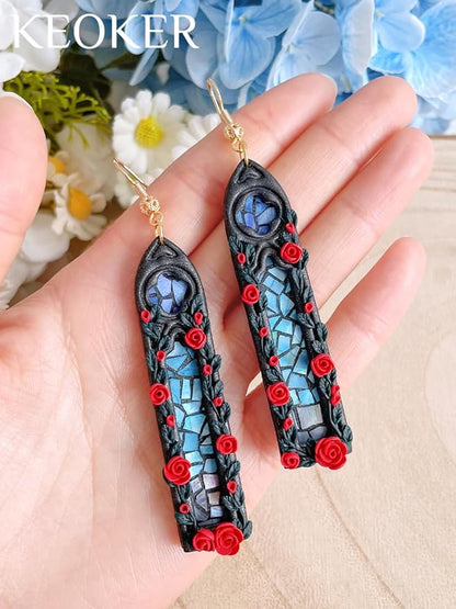Keoker Gothic Window Clay Cutters, Frame Clay Cutters for Polymer Clay Jewelry, Cathedral Window Polymer Clay Cutters, Clay Earring Cutters, 10 Shapes Earring Cutters for Polymer Clay