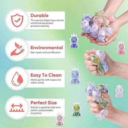 12 Pack Fidget Stress Balls for Kids Adults, Stress Relief Stress Ball, Bulk Squishy Squeeze Ball Set and Birthday Party Favors