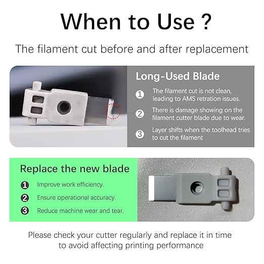 Original Bamboo Lab Replacement Filament Cutter Blade for Bambu lab P1S/P1P/X1/X1C/A1/A1 Mini 3D Printer - Prevent Filament Jams, Compatible with AMS Retractions