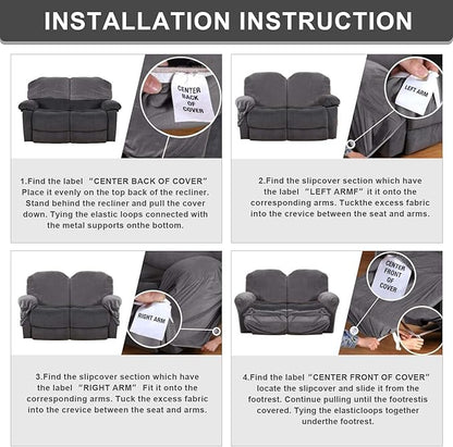 Stretch Jacquard Recliner Sofa Covers 3 Seat Soft Recliner Chair Covers Sofa Slipcover with Pocket and Elastic Bottom Furniture Protector for Kid,Pets（Checks,Navy Blue）