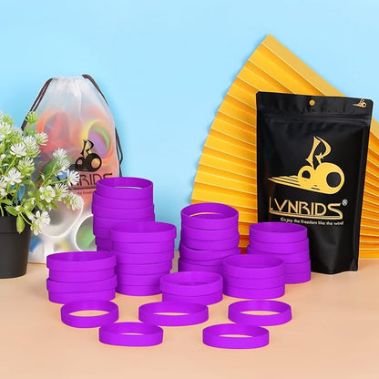 30 PCS Silicone Bracelets Wristbands for kid, Sports Rubber Elastic Wristband Bracelet for Party Decorations Favors Set Pack Purple
