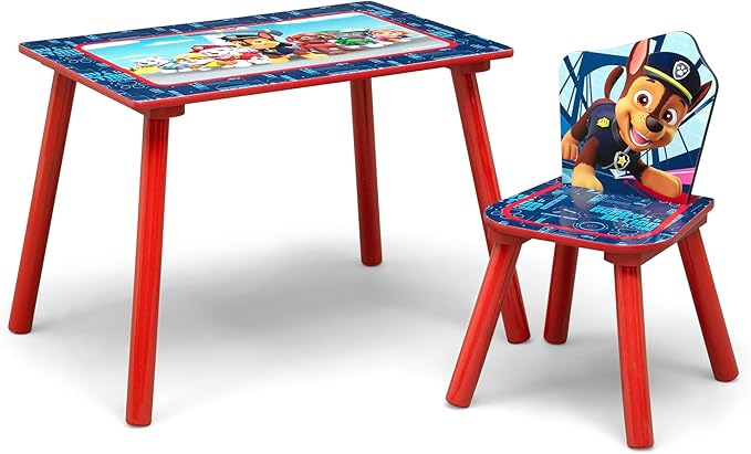 Delta Children - PAW Patrol 4-Piece Toddler Room-in-a-Box Set – Includes Sleep and Play Toddler Bed, Table, 1 Chair and Toy Box, Blue