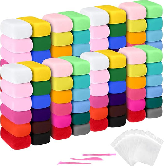 Poen Air Dry Clay Kit Multi Colors Ultra Light Modeling Clay for Kids DIY Safe Soft Clay with Sculpting Tool Back to School Gift for Kids Adults Artists Art Crafts(96 Pcs)