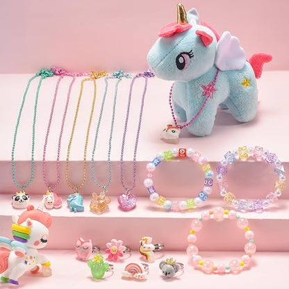 Toddler Girls Jewelry for 3 Year Old, Kids Play Jewelry Set for Little Girl Age 4-6, Children Dress Up Necklaces Childs Rings Bracelets for Toddlers Princess Ages 3+ 3-5 4 5 6 7 Years