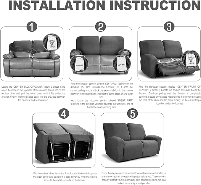 NORTHERN BROTHERS Recliner Loveseat Covers - Recliner Sofa Covers 2 Seater Loveseat Covers for Reclining Loveseat Recliner Cover, Wine Red