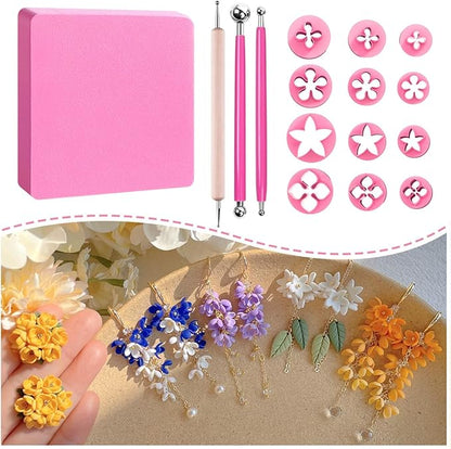 KEOKER Spring Clay Cutters, Spring Polymer Clay Cutters Flowers, Small Flower Clay Cutter, 12 Shapes Polymer Clay Cutters for Earrings, Polymer Clay Tools, Polymer Clay Earring Making Kit