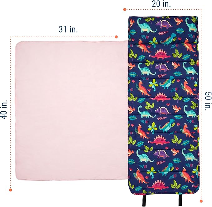 Wildkin Original Nap Mat with Reusable Pillow for Boys & Girls, Perfect for Elementary Daycare Sleepovers, Features Hook & Loop Fastener, Cotton Blend Materials Nap Mat for Kids