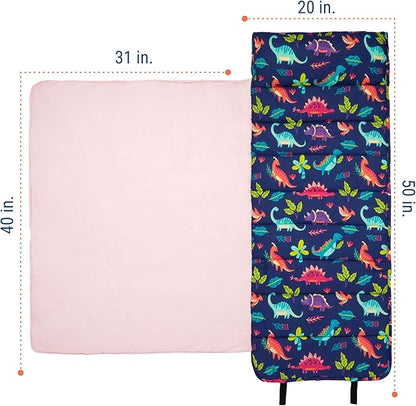Wildkin Original Nap Mat with Reusable Pillow for Boys & Girls, Perfect for Elementary Daycare Sleepovers, Features Hook & Loop Fastener, Cotton Blend Materials Nap Mat for Kids
