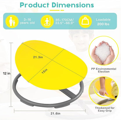 BABAMU Spinning Chair for Kids Autism Sensory Products Sit and Spin Autism Toys Sensory Chair ADHD Chair Swivel Chair Training Body Coordination (Yellow)