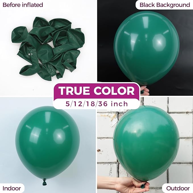 Bezente Dark Green Balloons Latex Party Balloons - 100 Pack 12 inch Round Helium Emerald Hunter Forest Green Boho Neutral Balloons for Wedding Birthday Dinosaur Jungle Theme Party Decorations