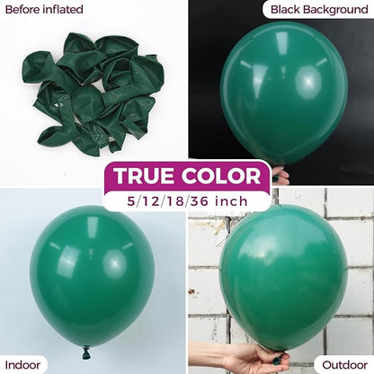 Bezente Dark Green Balloons Latex Party Balloons - 100 Pack 12 inch Round Helium Emerald Hunter Forest Green Boho Neutral Balloons for Wedding Birthday Dinosaur Jungle Theme Party Decorations