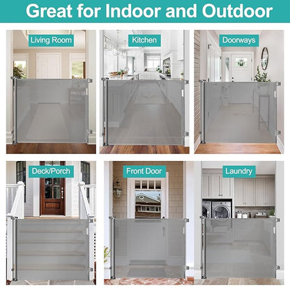 42 Inch Extra Tall Baby Gate for Kids 55" Wide Retractable Baby Gates Extra Tall Retractable Dog Gates for The House Extra Tall Pet Gate Extra Tall Dog Gate Tall Baby Gate for Stair Tall Mesh Dog Gate