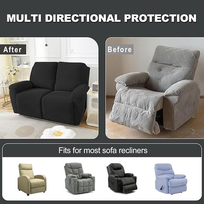 NORTHERN BROTHERS Loveseat Recliner Cover, Reclining Loveseat Covers, Love Seat Recliner Cover, Recliner Sofa Covers 2 Seater, Black