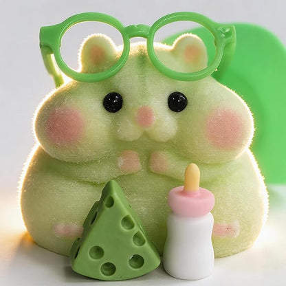 Handmade Taba Squishy Hamster Toy, Cute Squishy Hamster Fidget Toy, Soft Silicone Mochi Furry Toy, Stress Relief Gift for Adults & Kids, Sensory Anxiety Plushie (Green)