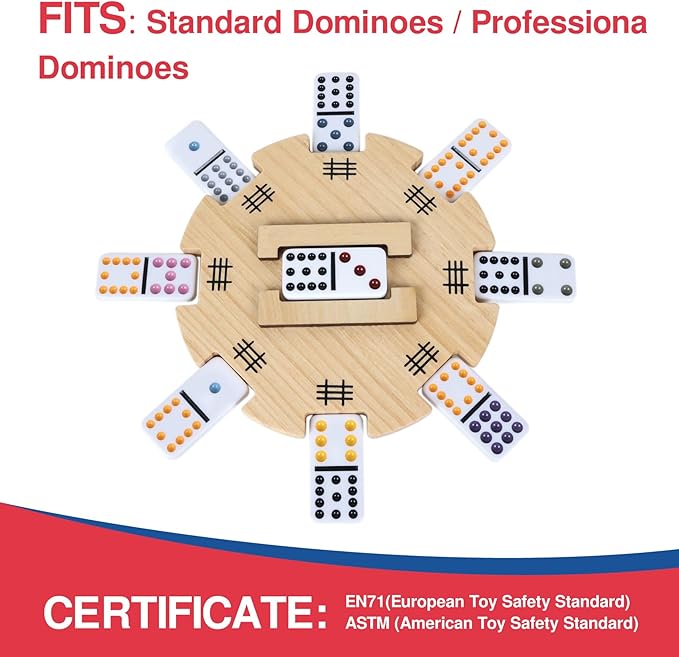 GOTHINK Mexican Train Dominoes Accessories Set - Large Size Pine Hub, 9 Colorful Metal Markers, 50-Sheet Score Pads*2