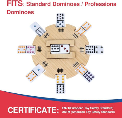 GOTHINK Mexican Train Dominoes Accessories Set - Large Size Pine Hub, 9 Colorful Metal Markers, 50-Sheet Score Pads*2