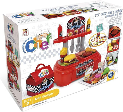 Educa Chicos LE P'TIT Chef Deli BURGUER Kids Kitchen Playset Kids Kitchen Play Set Kitchen Toys Pretend Play for Kids Age 3+