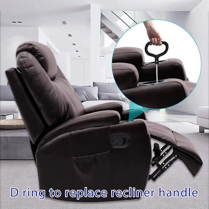 D-Ring Recliner Handle Replacement, Compatible with Lazy boy Handle Parachute Recliner Release Extension Cable, 22 inch Inclined Sofa seat Handle Replacement Accessories