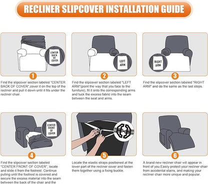 VANSOFY Oversized Recliner Chair Cover, 4-Pieces Stretch Recliner Covers for Recliner Chair Soft Reclining Chair Slipcover Jacquard Pattern Furniture Protector for Dogs Cats(Navy Blue)