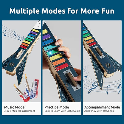 Science Can STEM Science Kit for Kids Age 8-12, DIY Electronics Guitar Building Kit, 3D Wooden Puzzles Musical Instruments, Engineering Kits Birthday Gift for Boys & Girls Ages 8+