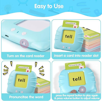 QuTZ Talking Flash Cards,ABC Learning for Toddlers 2-4, Autism Toys, Speech Therapy Toys, Educational Words Flash Cards Kindergarten for Boys and Girls, 272 Sight Words