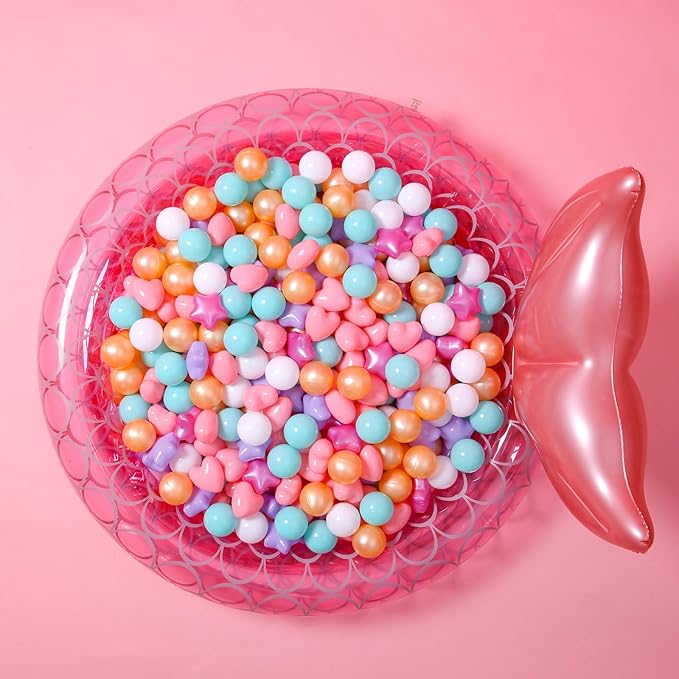 GOGOSO Shape Ball Pits Balls, Star Heart Plastic Play Balls for Toddlers Kids Children, DIY Giant Friendship Bracelet Banner