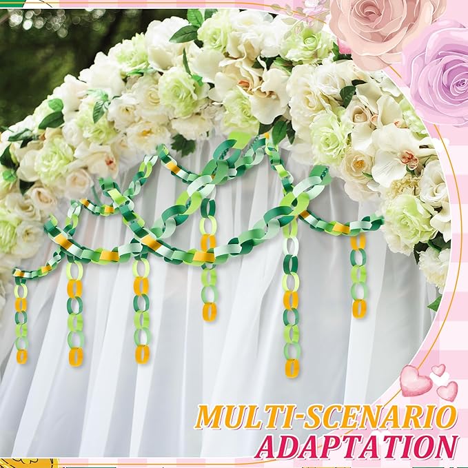 Lincia 600 Sheet Paper Chain Garland Strips 1x8 Inch with Double Sided Tape, DIY Construction Paper Chains for Birthday Wedding Holiday Party Decorations, Crafts Supplies (Irish Day)