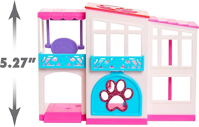 Barbie Pet Dreamhouse 2-Sided Playset, 10-pieces Include Pets and Accessories, 1-inch Pets, Kids Toys for Ages 3 Up by Just Play