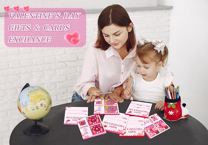 FaCraft Valentines Day Cards for Kids Classroom School,30PCS Find 10 Difference Valentines Day Gifts Cards with Envelopes Valentines Exchange Cards Valentine Party Favor Gifts for Kids Boys Girls