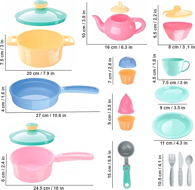 TECHNOK Kids Play Kitchen Accessories - 49 Pcs Play Dishes Cookware Set - Large Toy Pots and Pans for Kids Kitchen Pretend Dishes - Play Food Set - Cooking Utensils - Toy Cooking Set for Girls Boys 3+