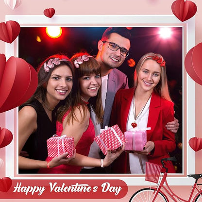 36 Pieces Valentine's Day Party Favors Set Includes 8 Valentines Heart Sequin Headbands 8 Heart Shaped Pendant Bead Necklaces 20 Silicone Bracelets Gifts for Valentine's Day Costume Party Accessory
