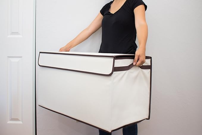 Great Useful Stuff G.U.S. Large Collapsible Toy Box | Toy Organizers, Storage bin, basket with Lid | Sturdy 600D Polyester Toy Chest | Durable, Storage Box for Kids’ Playroom | 30"x16"x16" (Ivory)