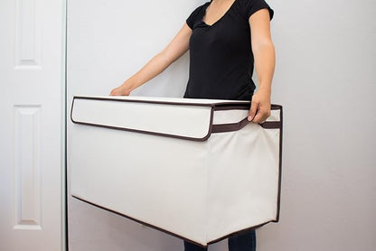 Great Useful Stuff G.U.S. Large Collapsible Toy Box | Toy Organizers, Storage bin, basket with Lid | Sturdy 600D Polyester Toy Chest | Durable, Storage Box for Kids’ Playroom | 30"x16"x16" (Ivory)