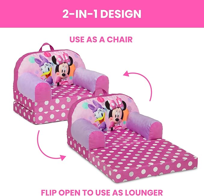 Delta Children - Minnie Mouse Cozee Buddy Flip-Out Kids Chair, Pink