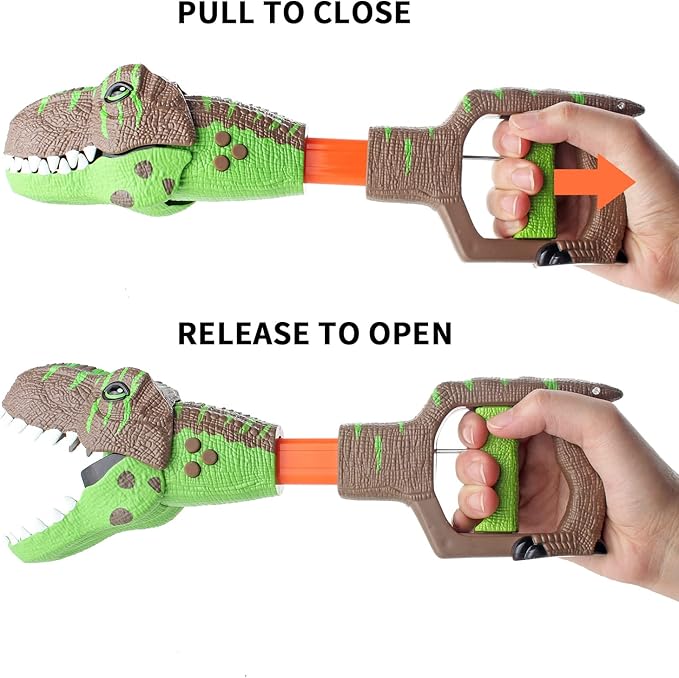 DINOBROS Dinosaur Chomper Toys for Kids with 3 Roar Sounds and Light Jurassic Dinosaurs Grabber Claw T-Rex Reacher Robot Hand Pincher Dino Snapper
