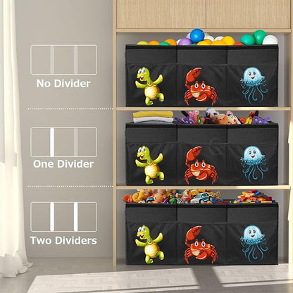 Extra Large Toy Box, Collapsible Sturdy Toy Storage Organizer with Lids, 155L Storage Box for Boys Girls, 42"x16"x14" Kids Bin Chest Baskets for Living Room, Playroom, Bedroom, Nursery, Black