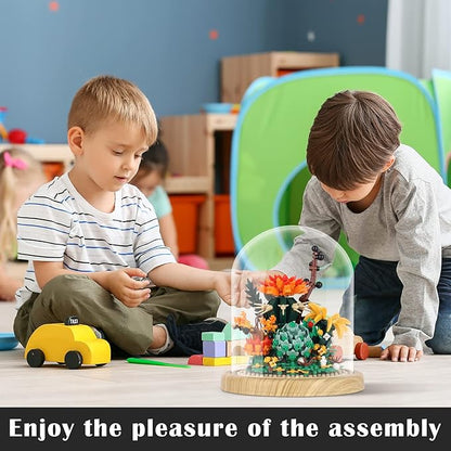 Creative Bonsai Flower Bouquet Building Kit,Flower Botanical Collection Construction Building Toy,Building Blocks Set for Adults and Kids (Succulent Plant Bonsai Flower)