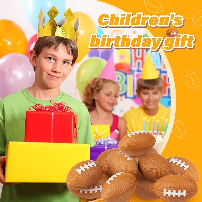 Hxezoc Mini Football Stress Balls 20 Packs Football Foam Sports Balls Small Squeeze Anxiety Bulk Toy Ball for Kids Football Birthday Party, School Carnival Party Supplies