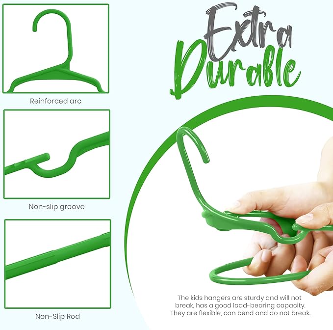 Utopia Home 60 Pack Kids Hangers - 11.5 Inch Plastic Baby Hangers for Closet - Childrens Hanger for Clothes & Infant Hanger for Closet - Ideal for Everyday Standard Use (Green)