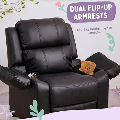 JC Home Macaron Kids Reclining Chair Leather Recliner Sofa Toddler Youth Children Child Ages 2-8