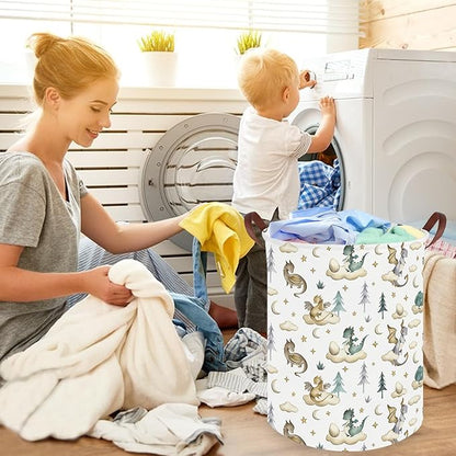 Dinosaur hamper,Dinosaur Collapsible Kid Room Basket,Cloud moon star dragon egg laundry hamper for kids,Nursery hamper,party gift basket,Shelf Book Basket(Cute dinosaurs)