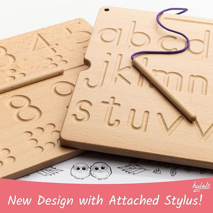 Learn to Write - Number & Letter Tracing Boards for Kids Ages 3-5 - Wooden Alphabet Learning Montessori 3 Year Old Toddler Writing Tools Beginners - Homeschool Preschool Classroom Must Haves