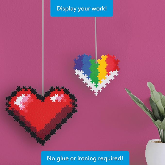 Plus Plus Puzzle by Number, 250 Piece Mini Interlocking Hashtag Color Blocks, 3D Pixel Art Kit for Kids - Hearts