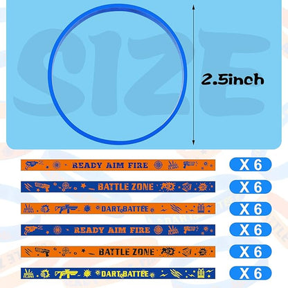 36 pcs Dart Battle Party Favor Dart Gun Themed Birthday Party Silicone Rubber Bracelet Wristbands Wars Gun Birthday Party Favor