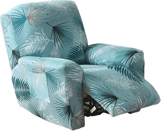 NILUOH Recliner Slipcover 4 Pieces Stretch Printed Lazy Boy Chair Covers with Side Pocket Recliner Sofa Couch Cover Anti-Slip Fitted Recliner Cover Furniture Protector with Elastic Bottom,19