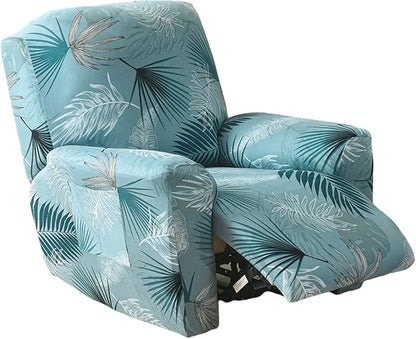 NILUOH Recliner Slipcover 4 Pieces Stretch Printed Lazy Boy Chair Covers with Side Pocket Recliner Sofa Couch Cover Anti-Slip Fitted Recliner Cover Furniture Protector with Elastic Bottom,19