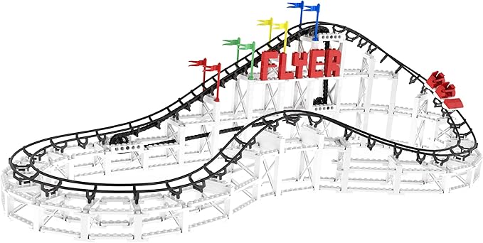 Flyer - 539 Pieces, Building Brick Set, Gravity Powered Roller Coaster Model, Promotes STEM Learning