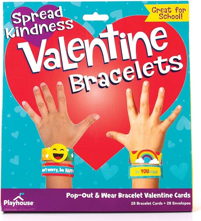Playhouse Spread Kindness Pop-Out Bracelets 28 Card Super Valentine Exchange Pack for Kids