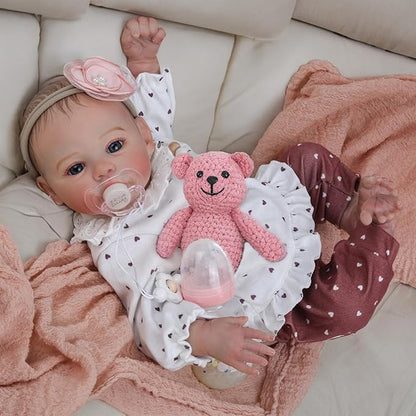 Reborn Baby Dolls - 18 Inch Realistic Baby Doll Girl, Real Life Baby Dolls with Cute Soft Vinyl Body, Real Baby Doll Newborn Lifelike Baby Gift with Accessories for 3+ Years Old Kids