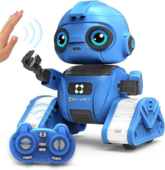 Robot Toys for Boys and Girls, Rechargeable Remote Control Robot with Auto-Demonstration, Light Projection, Dance Moves, Music, and Gesture Sensing –Toy Robot Gifts for 6+ Year Old Boys (Blue)